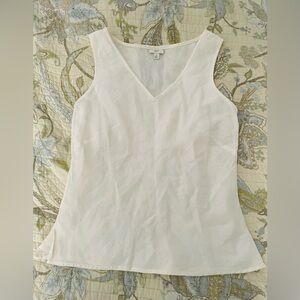 J. Jill Linen Cream V-Neck Tank Top